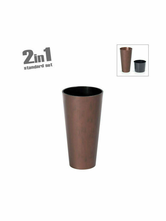 Marhome Tubus Slim Übertopf Metall Bronze 30x30x57.2εκ.