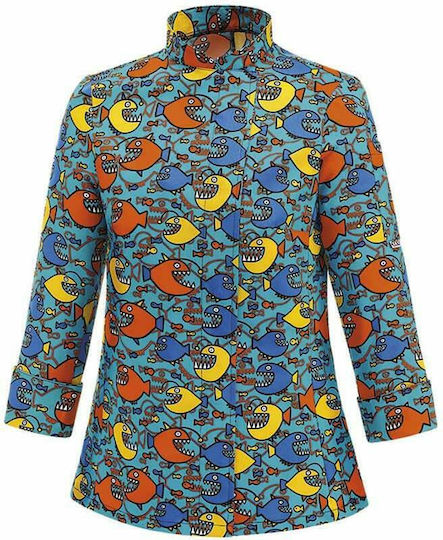 Egochef Coat Chef 100% Cotton made Female Multicolour with Long Sleeve Donna Shark