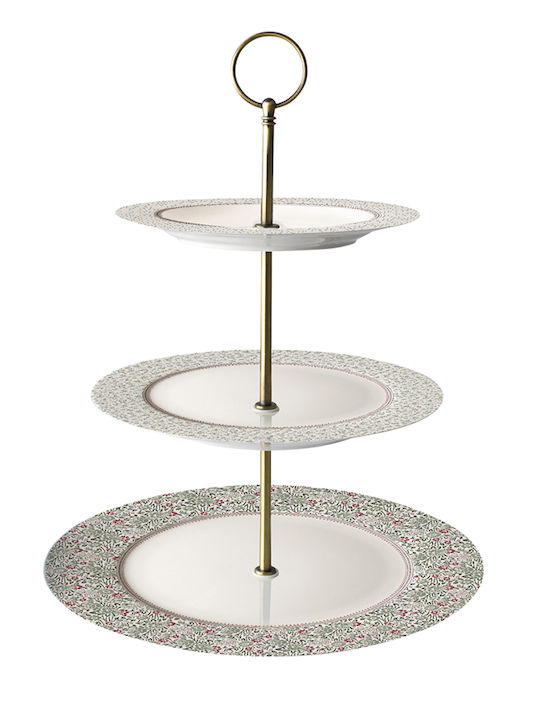 Laura Ashley Porcelain Dessert Tower Stand with 3 Tiers Wild Clematis Collectables Multicolour Ø26cm