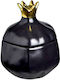 JK Home Decoration Tischplatte Glücksbringer Granatapfel Black Checkmate Keramik 11x16cm 1Stück