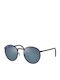 Ray Ban New Round Unisex Sunglasses with Black Metal Frame and Blue Mirror Lens RB3637 002/G1
