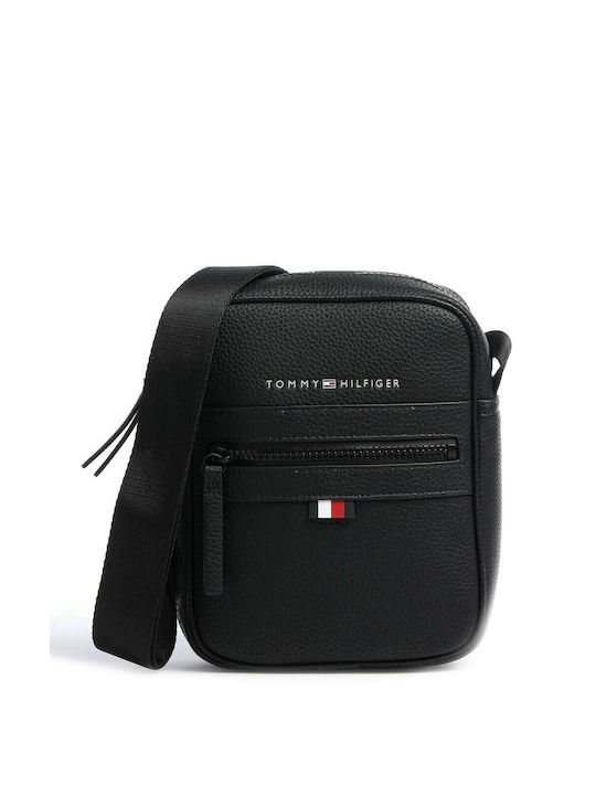 Tommy Hilfiger Artificial Leather Shoulder / Crossbody Bag with Zipper, Internal Compartments & Adjustable Strap Black 17x7x20cm