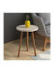 Round Side Table Roma Wooden Cream L33.5xW33.5xH46cm