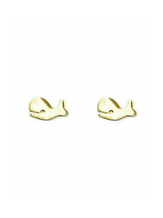 Handmade children's whale earrings made of gold plated silver