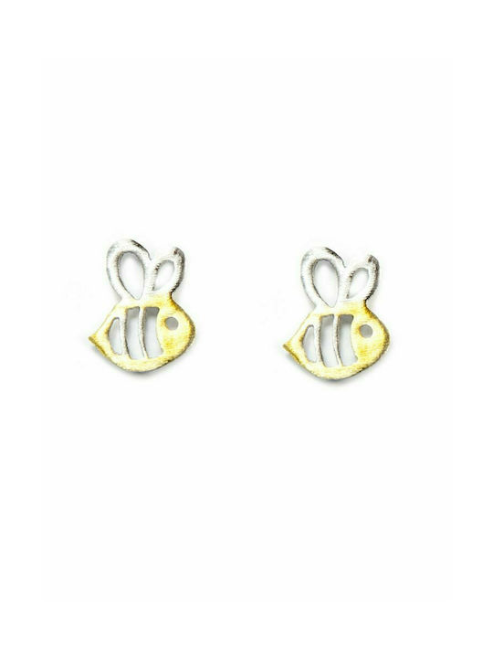 Handmade children's earrings bees made of gold plated silver