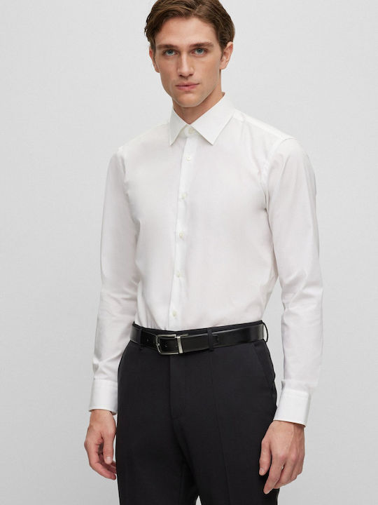 Hugo Boss Men's Shirt with Long Sleeves Regular Fit White