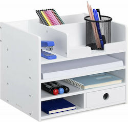 Wooden Desk Organizer in White Color 24x26x33cm.