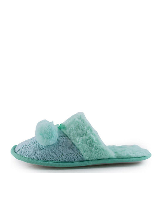 Love4shoes Зимни Дамски Чехли с Кожа Зелени
