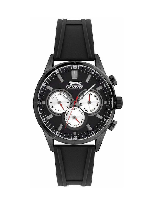 Slazenger Watch Chronograph Battery with Black Rubber Strap