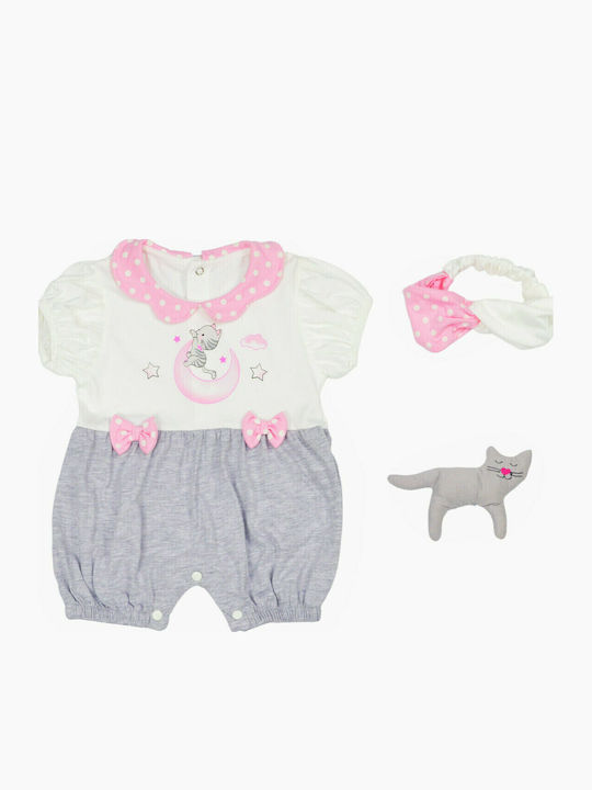 Evita Baby Bodysuit Set Short-Sleeved with Accessories White 3pcs