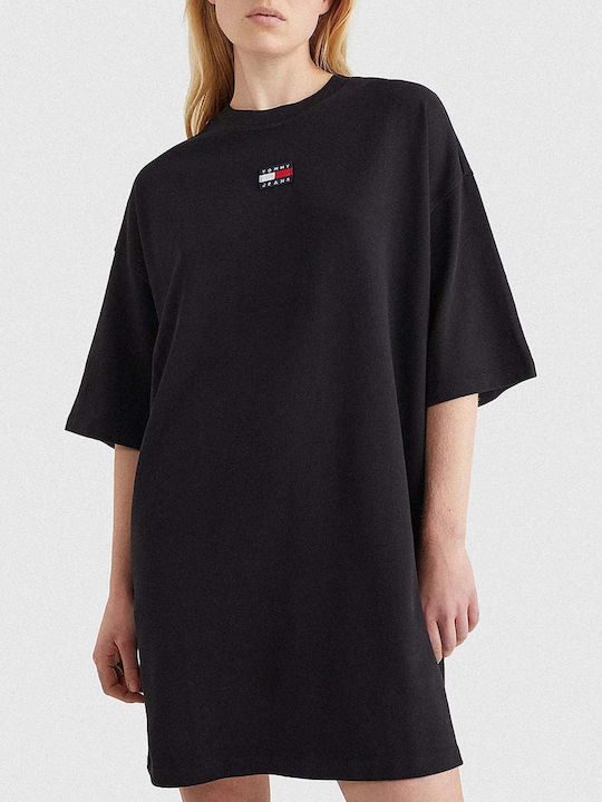 Tommy Hilfiger Καλοκαιρινό Mini T-shirt Φόρεμα Μαύρο