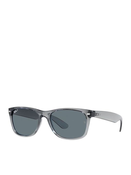 Ray Ban Wayfarer Унисекс Слънчеви Очила със Сив Пластмасов Рамка и Сини Поляризирани Лещи RB2132 6450/3R