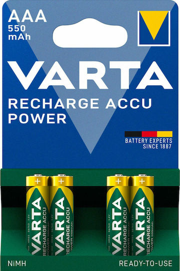 Varta Recharge Accu Power Презареждащи батерии AAA Ni-MH 550mAh 1.2V 4бр