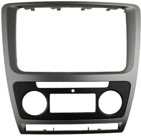 Carner DIN Fascia Panels 2 Din for Skoda Octavia 1Z 2009-2013 with automatic climate control Black/Silver