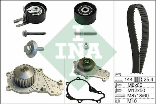 INA Σετ Ιμάντας Κινητήρα Αυτοκινήτου για Citroen C1 / C2 / C3 / C3 Pluriel / Nemo Ford Fiesta Ford 530023930
