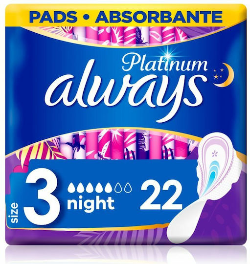 Always Platinum Night Σερβιέτες με Φτερά Μέγεθος 3 22τμχ