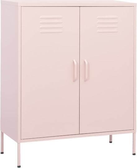 Метален Офисен Шкаф Розов 80x35x101.5см