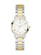 Guess Γυναικείο Ρολόι 34mm Μπαταρίας με Μεταλλικό Μπρασελέ Ασημί/Χρυσό