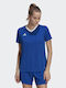 Adidas Entrada 22 Women's Athletic T-shirt Fast Drying with V Neck Navy Blue