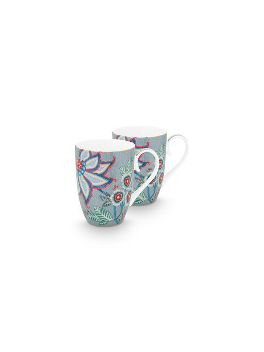 PiP Studio Flower Festival Tasse Keramik Light Blue 350ml 2Stück