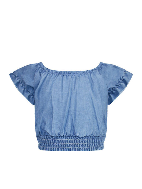 Παιδικό Crop Top Κοντομάνικο Μπλε