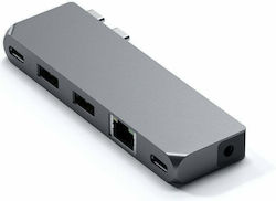 Satechi Pro Hub Mini USB-C dublu Stație de andocare cu Ethernet Gri