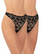 A.A UNDERWEAR Women's String 2Pack with Lace Black