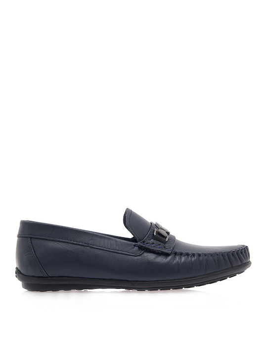 Wepss Men's Leather Loafers Blue O507U2721052