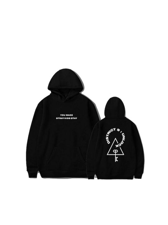 Stray Kids sweatshirt black by Pegasus with hood and pockets