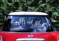 PartyDeco Αυτοκόλλητο Αυτοκινήτου Γάμου Mr. & Mrs