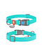 WauDog Dog Collar in Turquoise color Waterproof Phosphorescent with Smart ID & Plastic Buckle 23 - 35cm