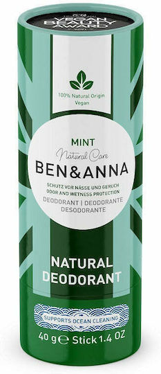 Ben & Anna Mint Natural Deodorant Φυσικό Αποσμητικό σε Stick Χωρίς Αλουμίνιο 40gr