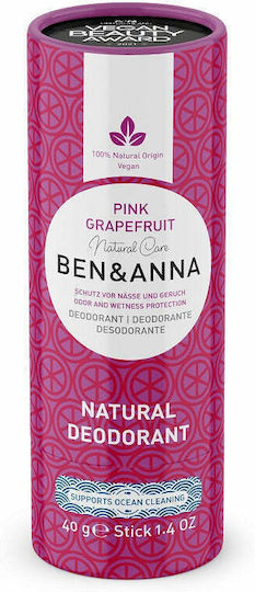 Ben & Anna Pink Grapefruit Deodorant Natural Stick Fără Aluminiu 40gr