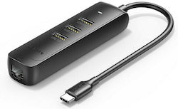 Ugreen USB 2.0 Hub 3 Porturi cu conexiune USB-A / Ethernet
