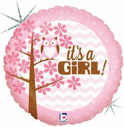 Balloon Foil Girl Birth Round Pink 45cm