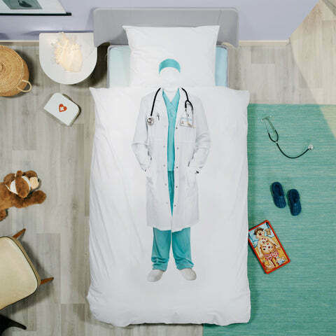 Snurk Doctor Set Kids Duvet Cover Single with Pillowcase White 140x200cm