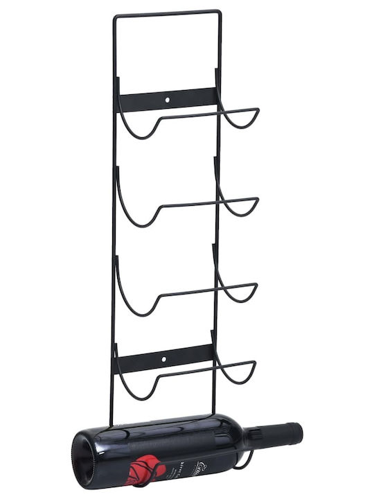 vidaXL Wandmontiert Flaschenhalter Metallisch für 5 Flaschen Schwarz 15x11x58.5εκ.