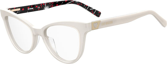 Moschino Plastic Eyeglass Frame Cat Eye White MOL576 VK6