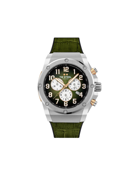 TW Steel Ace Genesis Limited Edition Ρολόι Χρονογράφος Μπαταρίας με Δερμάτινο Λουράκι σε Πράσινο χρώμα