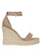 Exe Women's Suede Ankle Strap Platforms Beige