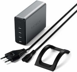 Satechi Βάση Φόρτισης με 4 Θύρες USB-C 165W Power Delivery σε Γκρι χρώμα (GaN ST-UC165GM)