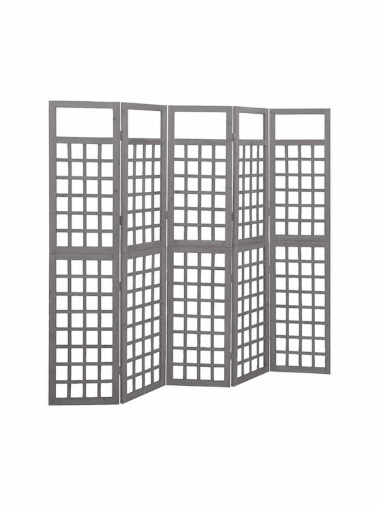 vidaXL Decorative Room Divider Wooden with 5 Panels Grey 201.5x180cm