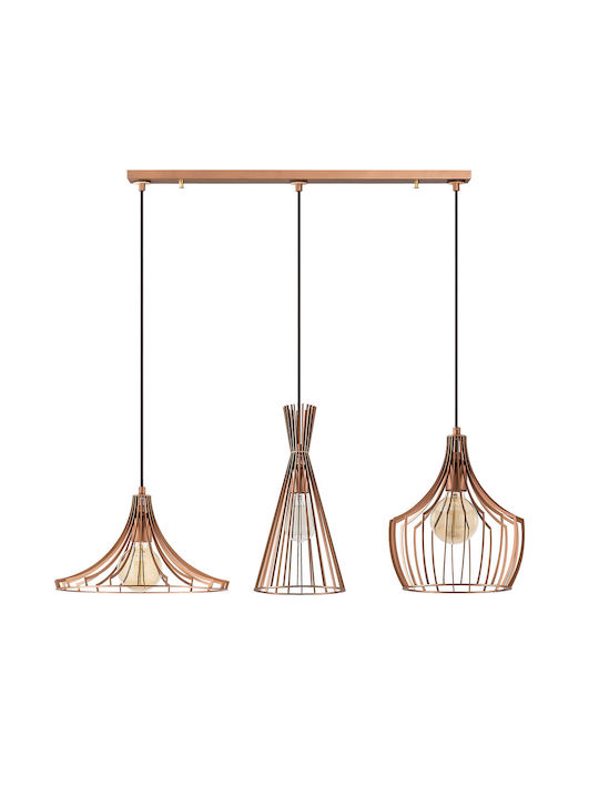 Sheen Mesopotamia Pendant Light Three-Light Rail for Socket E27 Bronze