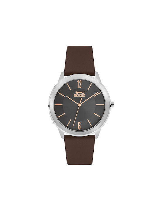 Slazenger Watch Battery with Brown Leather Strap