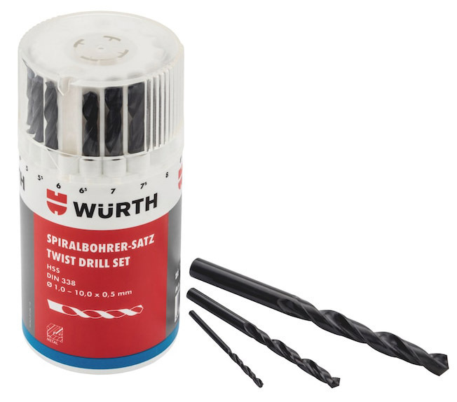 Wurth 19 Set Drill Bits HSS with Cylindrical Shank for Metal