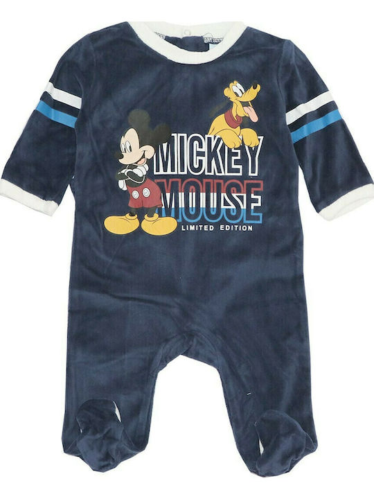 Disney Mickey Mouse Babystrampler Langärmliges Samt Marineblau