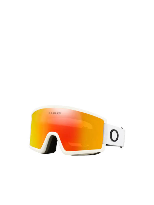 Oakley Target Line Μάσκα Σκι & Snowboard Ενηλίκων Λευκή με Φακό Καθρέπτη σε Πορτοκαλί Χρώμα