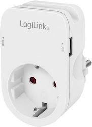 LogiLink Μονή Εξωτερική Πρίζα Ρεύματος με 2 Θύρες USB Λευκή