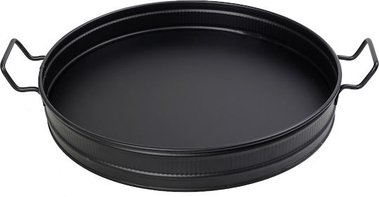 Espiel Metal Round Serving Tray with Handles in Black Color 46x38x6.5cm TEM102 2pcs