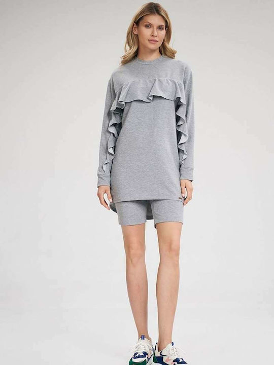 Figl Damen Longshirt Langarm Gray